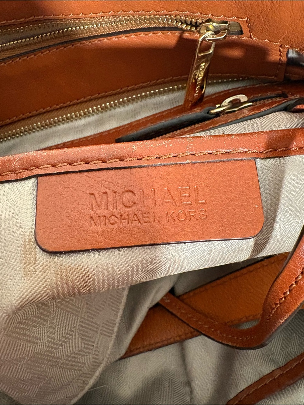 Michael Kors White Logo Canvas Hobo with Brown Leather Strap - Picture 7 of 13